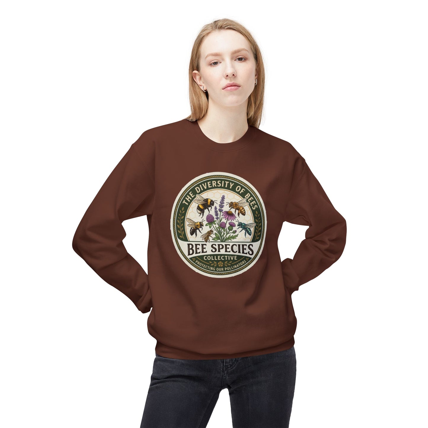 Bee Species Crewneck Sweatshirt — The Diversity of Bees Floral Nature Graphic