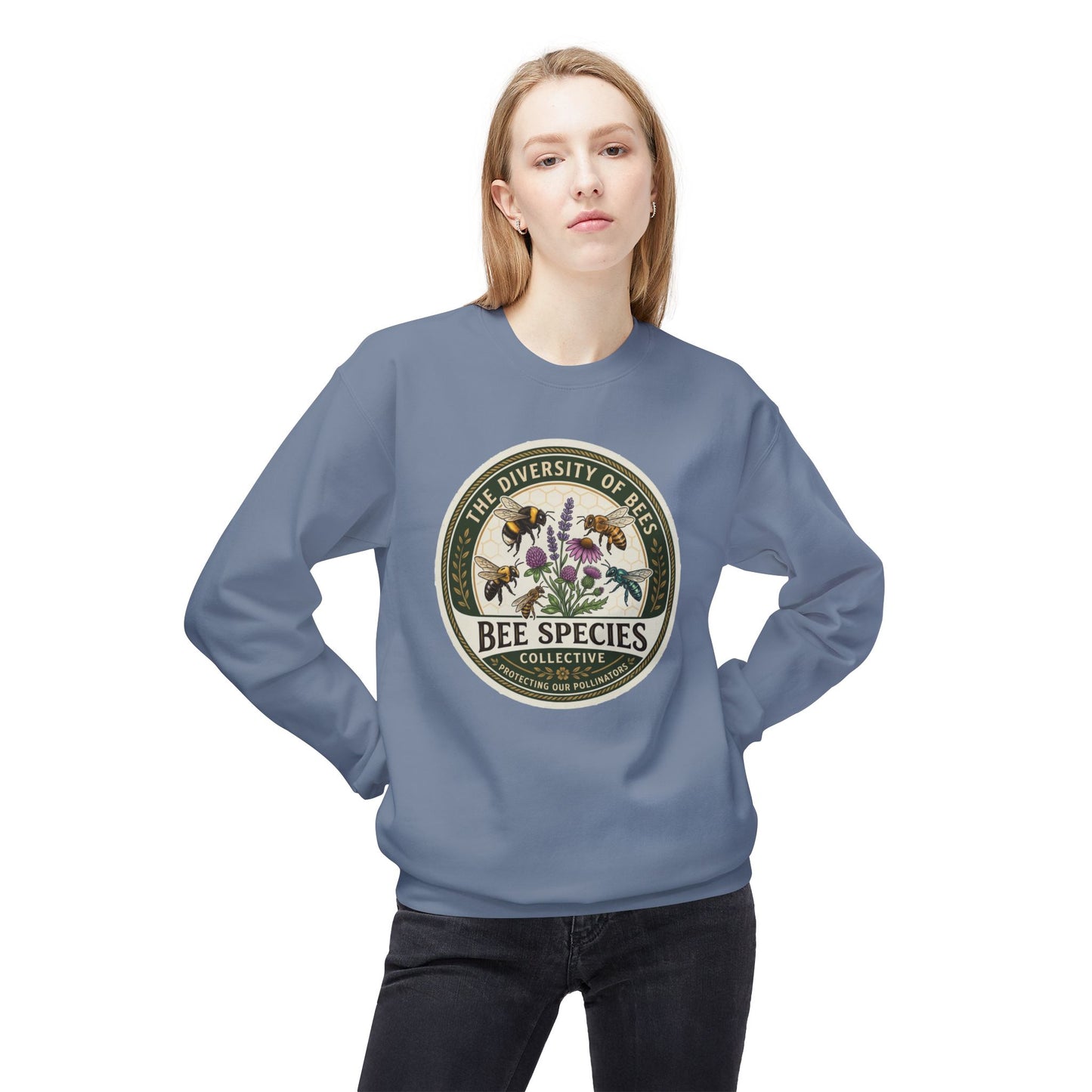 Bee Species Crewneck Sweatshirt — The Diversity of Bees Floral Nature Graphic