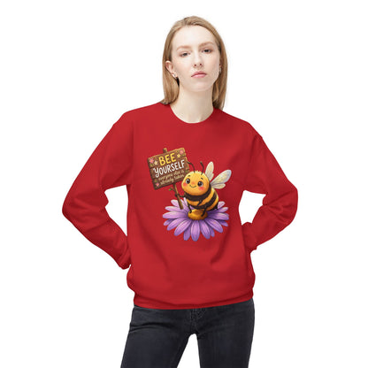 Bee Yourself Sweatshirt — Cute Bee on Flower Inspirational Crewneck