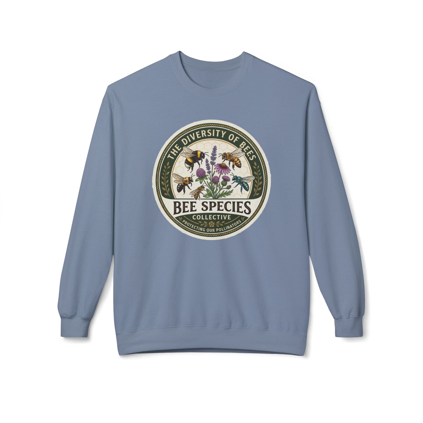 Bee Species Crewneck Sweatshirt — The Diversity of Bees Floral Nature Graphic