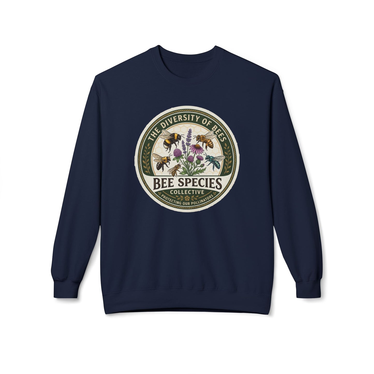 Bee Species Crewneck Sweatshirt — The Diversity of Bees Floral Nature Graphic