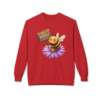 Bee Yourself Sweatshirt — Cute Bee on Flower Inspirational Crewneck