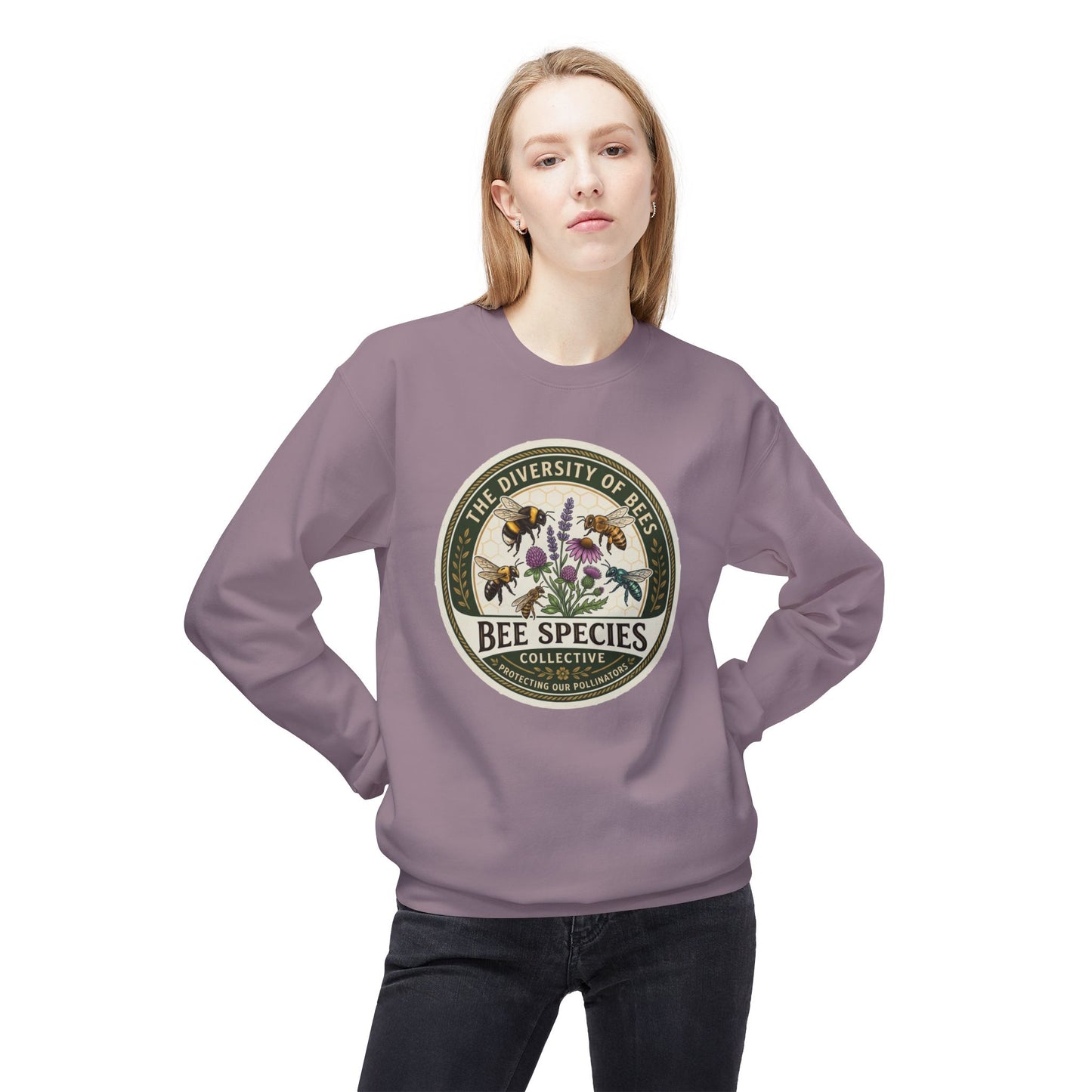 Bee Species Crewneck Sweatshirt — The Diversity of Bees Floral Nature Graphic