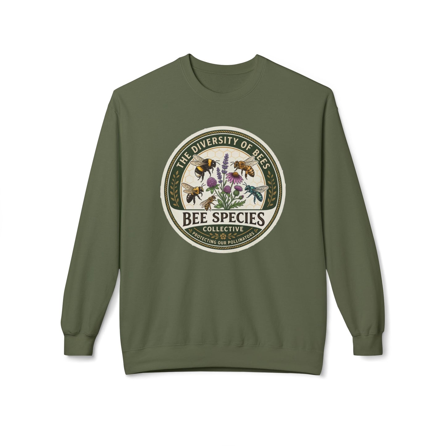 Bee Species Crewneck Sweatshirt — The Diversity of Bees Floral Nature Graphic