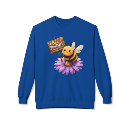 Bee Yourself Sweatshirt — Cute Bee on Flower Inspirational Crewneck