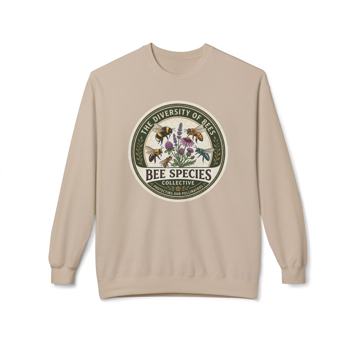 Bee Species Crewneck Sweatshirt — The Diversity of Bees Floral Nature Graphic