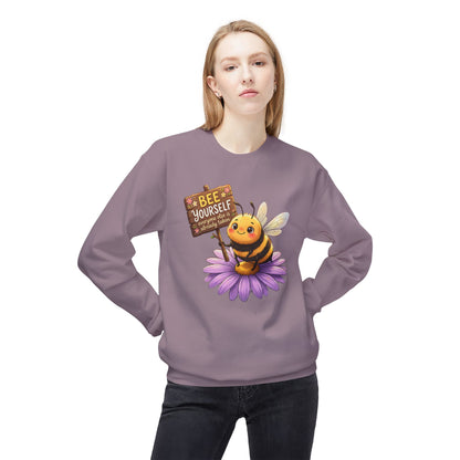 Bee Yourself Sweatshirt — Cute Bee on Flower Inspirational Crewneck