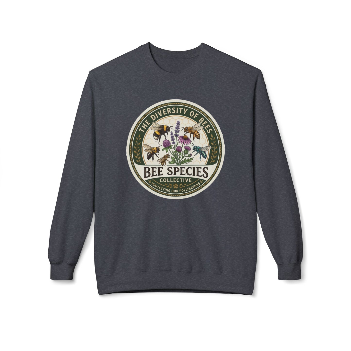 Bee Species Crewneck Sweatshirt — The Diversity of Bees Floral Nature Graphic
