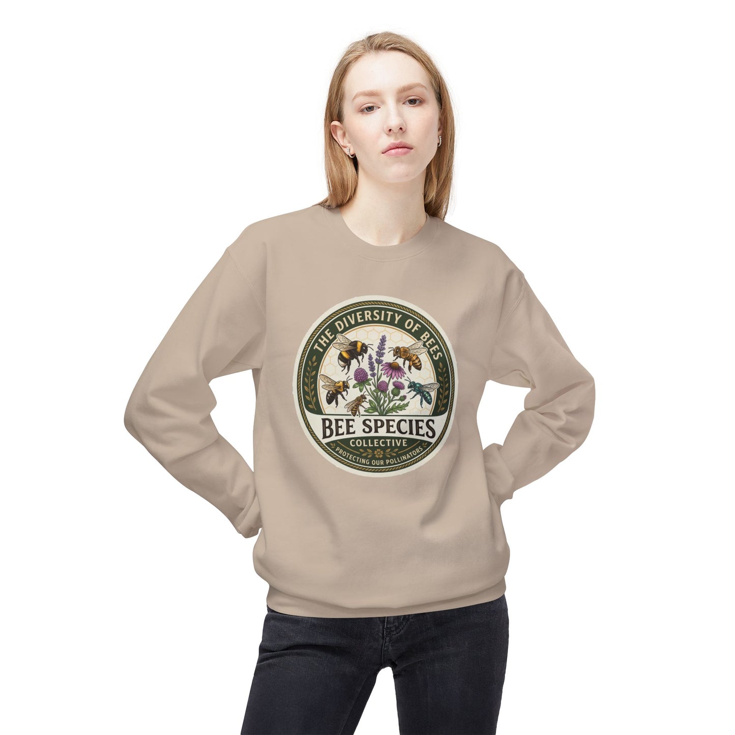 Bee Species Crewneck Sweatshirt — The Diversity of Bees Floral Nature Graphic