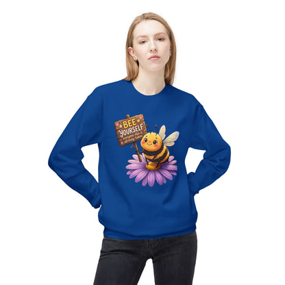 Bee Yourself Sweatshirt — Cute Bee on Flower Inspirational Crewneck