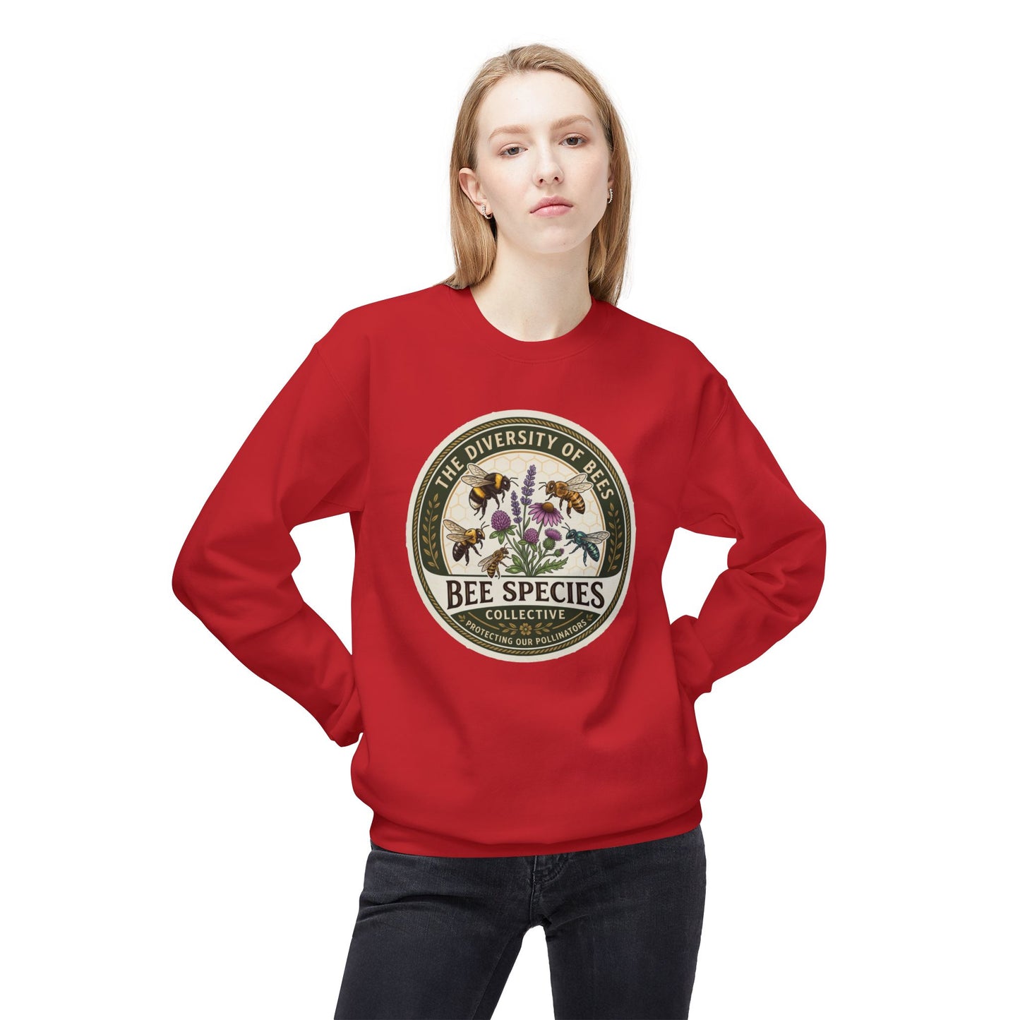 Bee Species Crewneck Sweatshirt — The Diversity of Bees Floral Nature Graphic