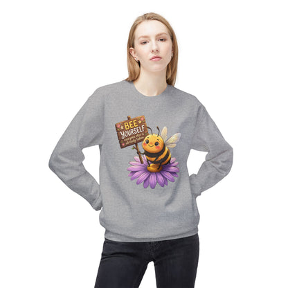 Bee Yourself Sweatshirt — Cute Bee on Flower Inspirational Crewneck