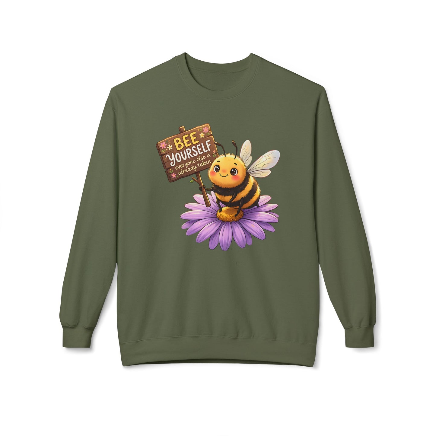 Bee Yourself Sweatshirt — Cute Bee on Flower Inspirational Crewneck