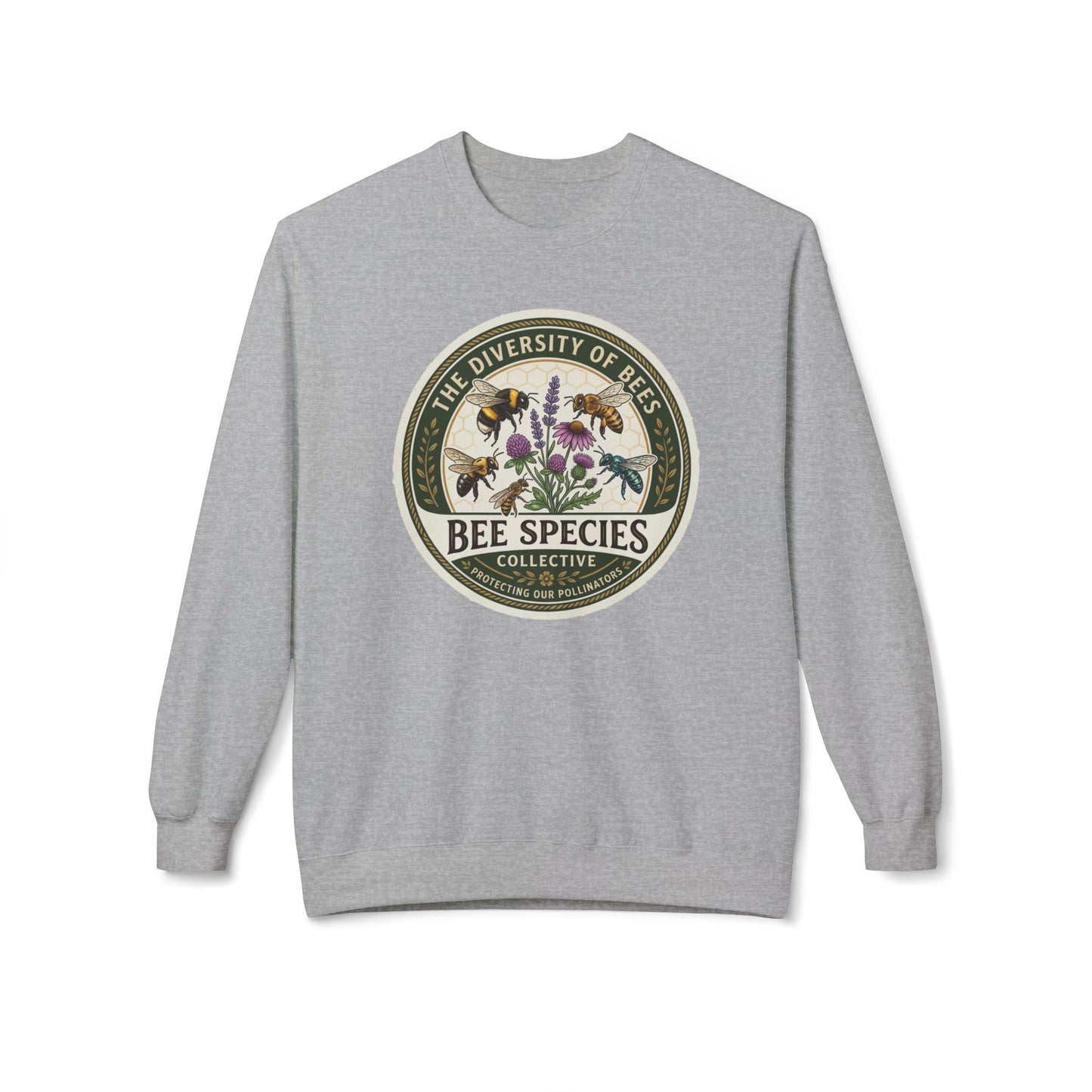 Bee Species Crewneck Sweatshirt — The Diversity of Bees Floral Nature Graphic