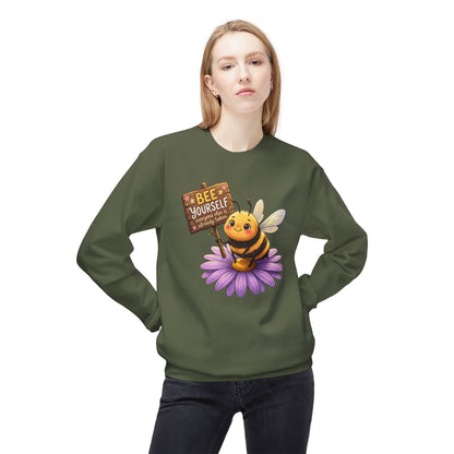 Bee Yourself Sweatshirt — Cute Bee on Flower Inspirational Crewneck