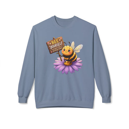 Bee Yourself Sweatshirt — Cute Bee on Flower Inspirational Crewneck