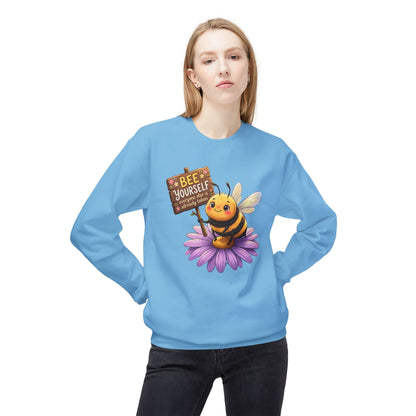 Bee Yourself Sweatshirt — Cute Bee on Flower Inspirational Crewneck