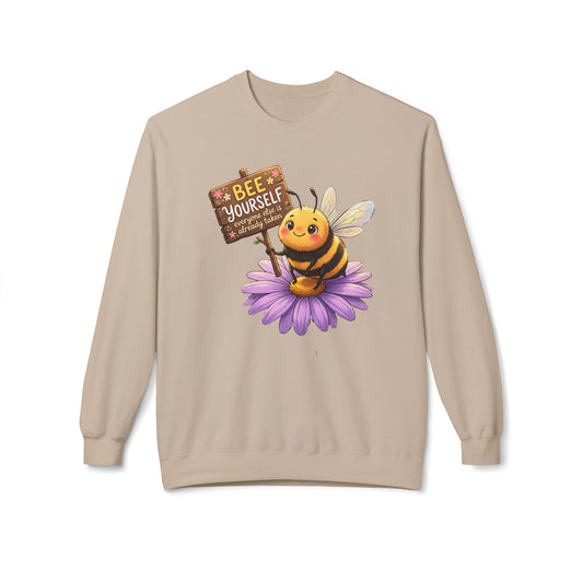 Bee Yourself Sweatshirt — Cute Bee on Flower Inspirational Crewneck