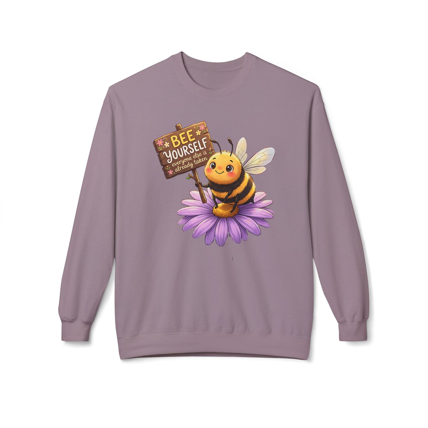 Bee Yourself Sweatshirt — Cute Bee on Flower Inspirational Crewneck