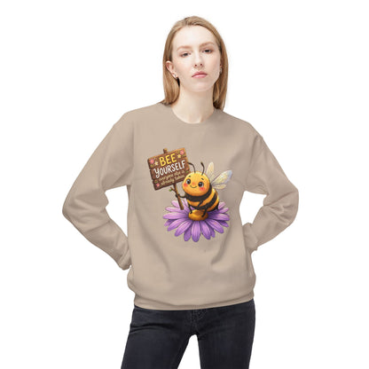 Bee Yourself Sweatshirt — Cute Bee on Flower Inspirational Crewneck